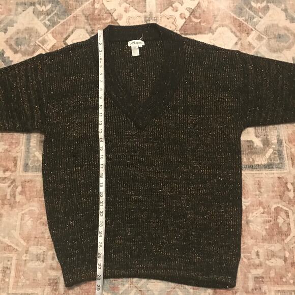 SML Sport v neck chunky sweater medium vintage metallic thread - Picture 3 of 5